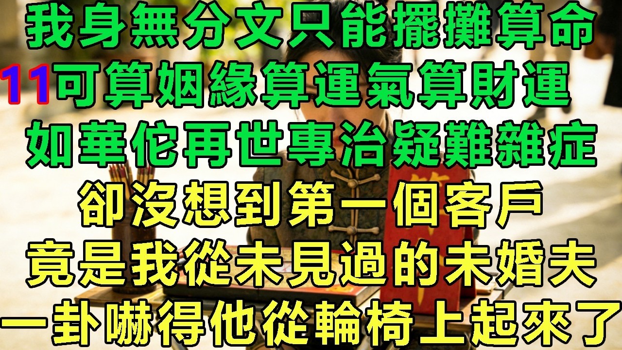 【玄學少女11】我身無分文只能擺攤算命，可算姻緣算運氣算財運，如華佗再世專治疑難雜症，卻沒想到第一個客戶，竟是我從未見過的未婚夫，一卦嚇得他從輪椅上起來了#故事 #靈異故事 #情感故事#玄學