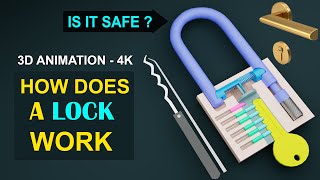 Pin Tumbler Lock and Door Lock explained with 4K 3D Animation I Are they Safe?