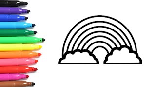 How to Draw Rainbow | Easy Drawing and Coloring for Kids