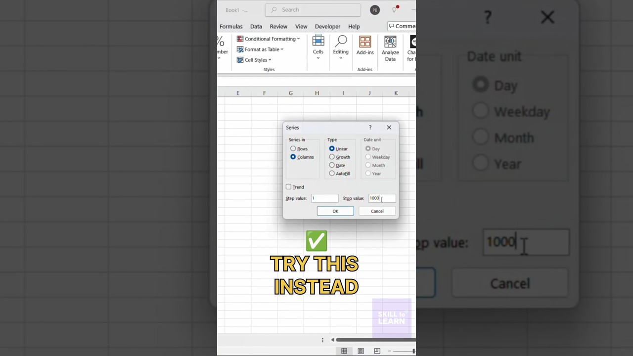 Serial Numbers Simplified: No Mouse Required! Excel Tip of the Day (Day 4)
