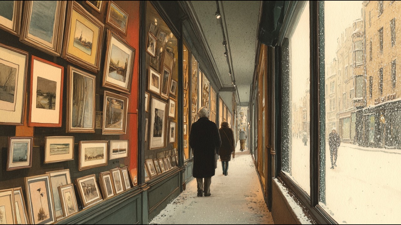 Vintage Jazz Echoes Through a Quiet Paris Art Museum at Night 🎨❄️