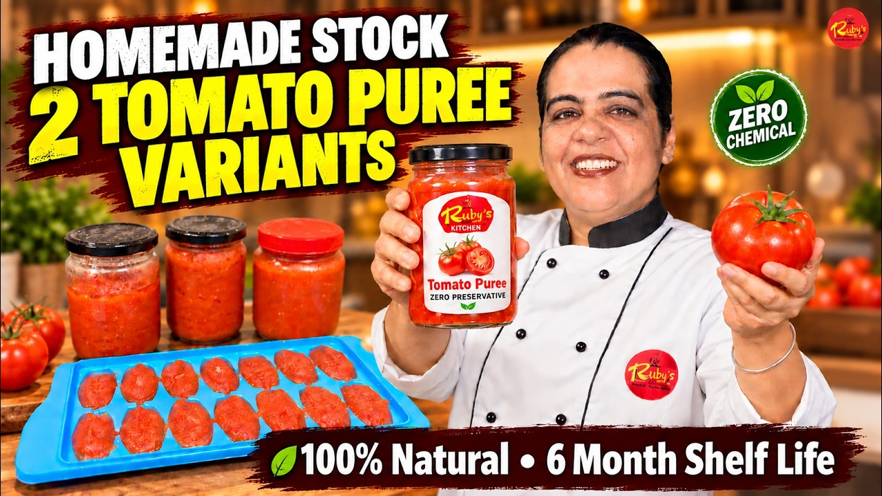 Homemade Tomato Puree — 2 Commercial Variants | Shelf Life 6 Month Se Zyada