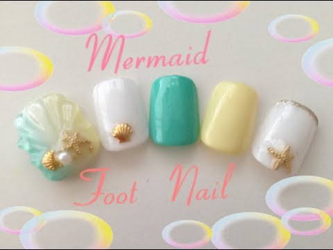 夏ネイル 大人気 人魚の鱗マーメイドネイルの作り方part フットネイル編 Mermaid Foot Gel Nail Art Designs かわいいネイル Youtube