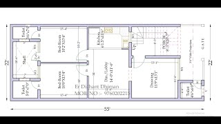 22x55 Feet 2bhk House Plan #floorplan #houseplan
