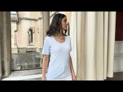 Sadie Pima Cotton Semi fitted Top style S5011 in baby blue