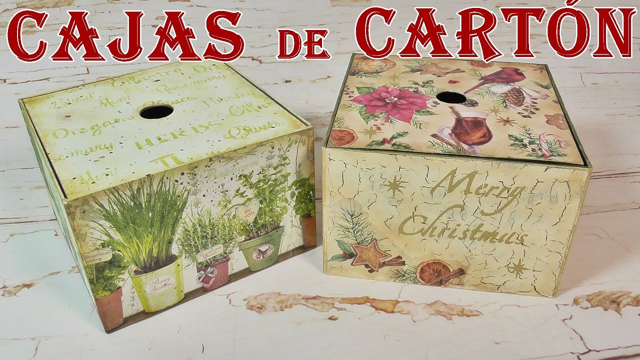 MIRA COMO HACER CAJAS DE CARTÓN / DECORACIÓN CON DECOUPAGE / CRAQUELADO