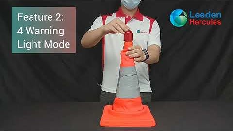 FOLDABLE SAFETY TRAFFIC CONE WITH RED WARNING LIGHT Video