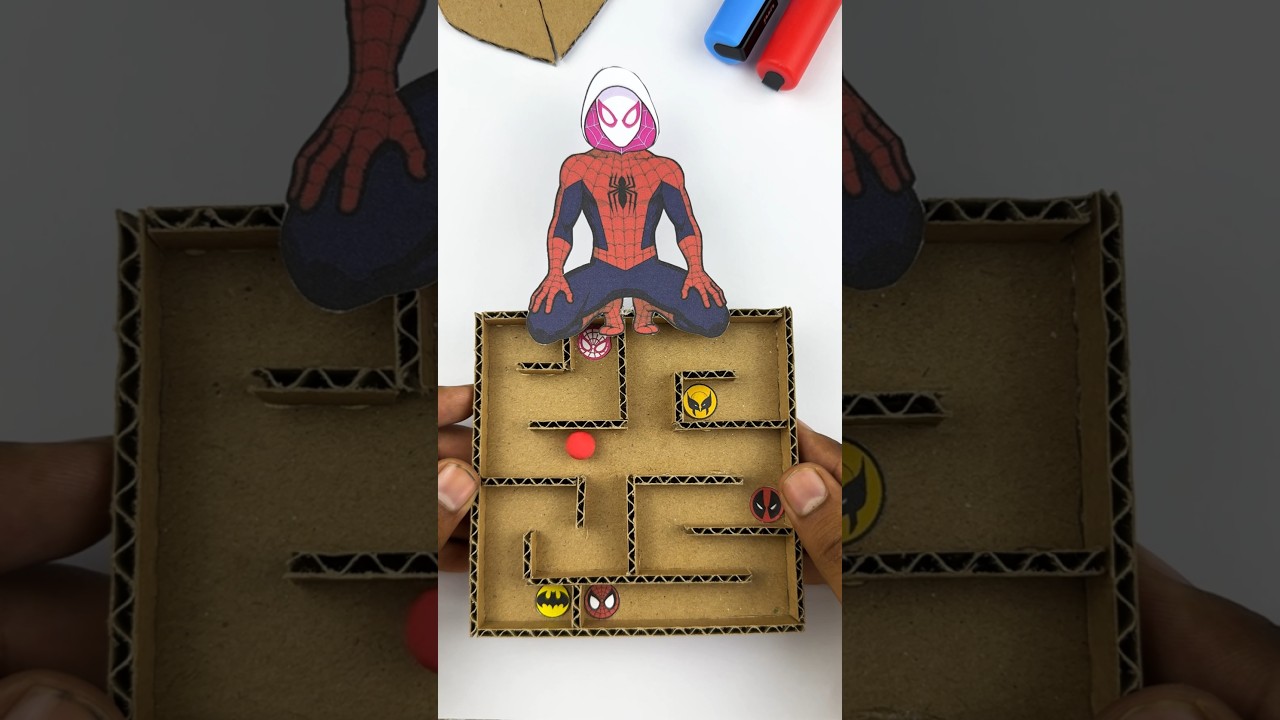 Spiderman Brand New Day Mystery Cardboard Maze DIY Puzzle Game Challenge #spiderman #brandnewday