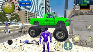 Iron Rope Hero Gangster Crime - Monster Truck and Motorbike at Vegas City - Android Gameplay screenshot 4