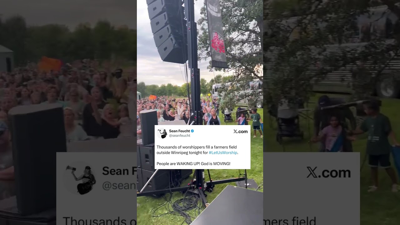 Thousands of worshippers show up to a strawberry field in Manitoba for revival!