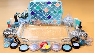 Mixing "MerMaid" Makeup,clay,slime,glitter... Into Clear Slime! "MerMaidslime"