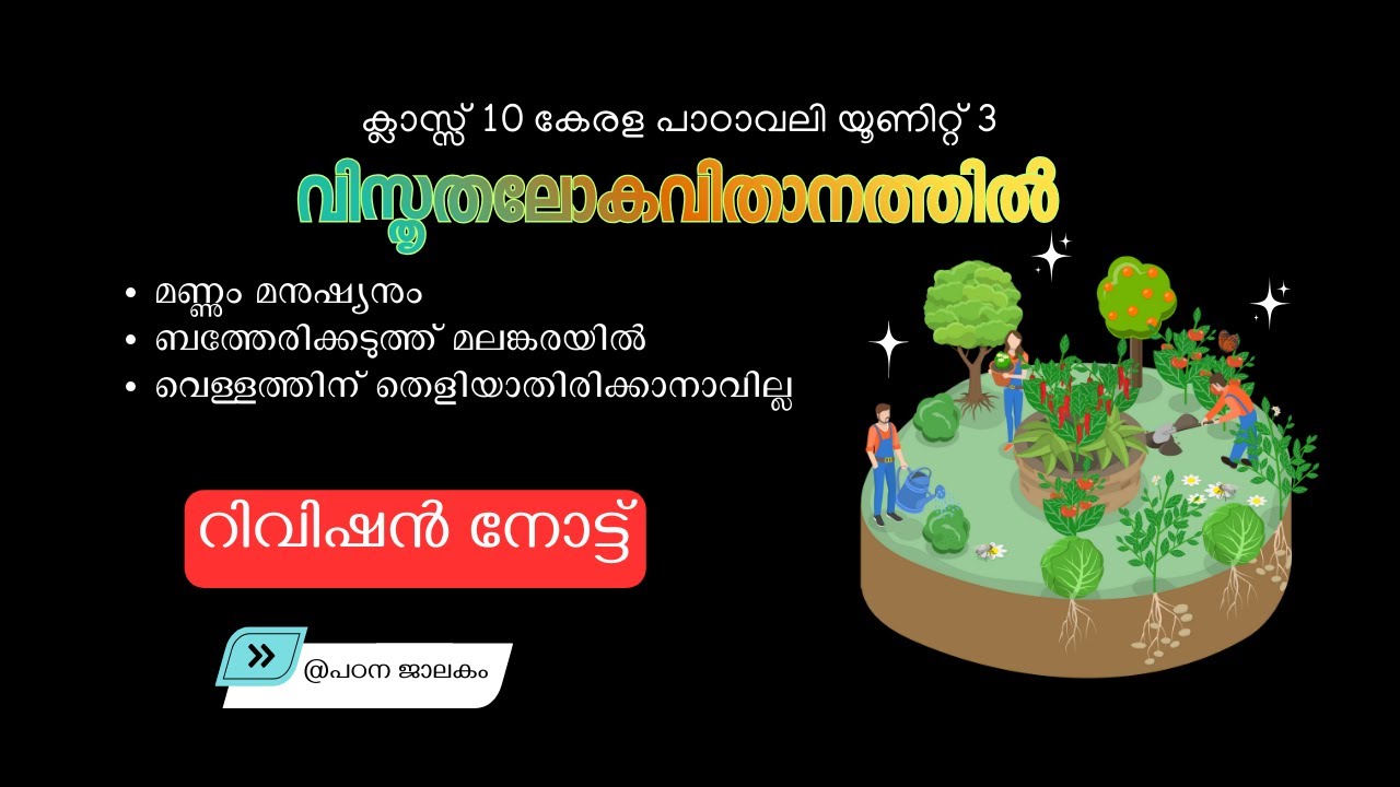 SSLC | കേരള പാഠാവലി യൂണിറ്റ്  3 വിസ്തൃതലോകവിതാനത്തിൽ | റിവിഷൻ നോട്ട് #class10 #study_note