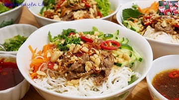 Bún Thịt Xào / Bún Bò Nam Bộ, Cách Làm Bún Thịt Bò Xào, Cách Pha Nước Mắm Ăn Bún Bò Khô, Vanh Khuyen