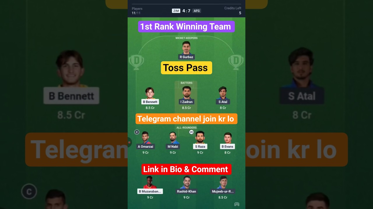 AFG vs ZIM Dream11 Prediction | AFG vs ZIM Today T20 Dream11 Team | Afghanistan vs Zimbabwe 