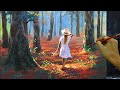 Acrylic Landscape Painting in Time-lapse / Lady with White Dress in Forest / JMLisondra