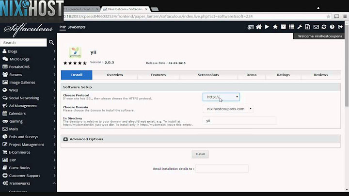 Installing yii with Softaculous in cPanel