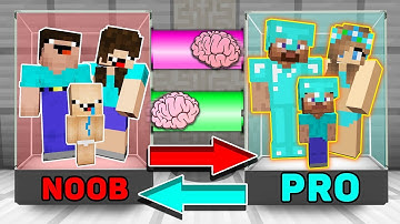 Minecraft NOOB vs PRO : BRAIN EXCHANGE! NOOB FAMILY BECAME a PRO FAMILY in Minecraft! Animation!