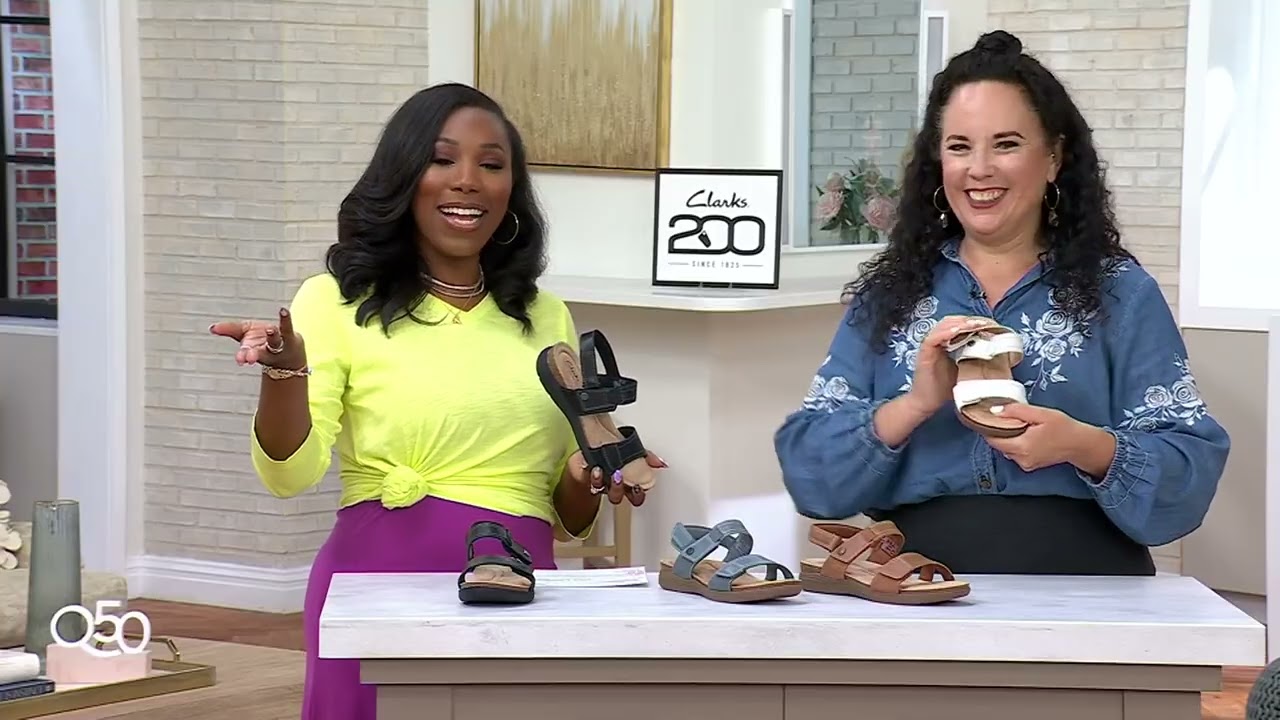 Clarks Collection Leather Sandals -April Clover on QVC - YouTube