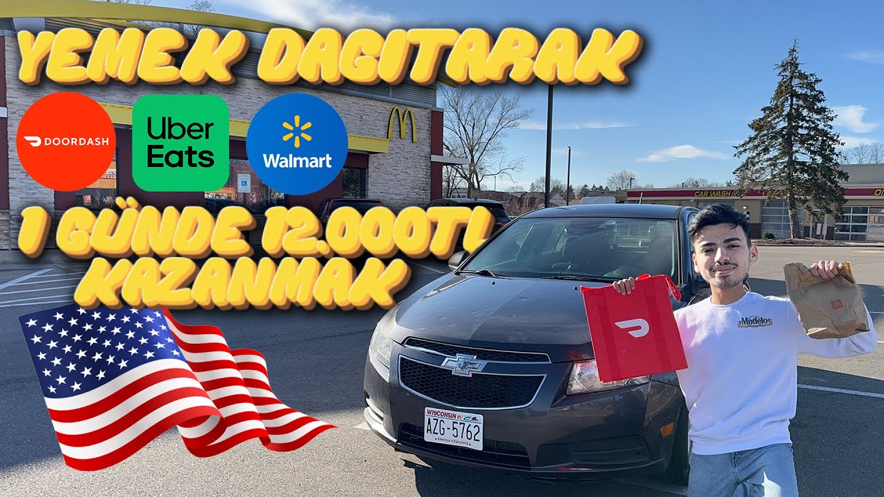 YEMEK DAĞITARAK 1 GÜNDE 12.000 TL KAZANMAK  🇺🇸 GÜNLÜK VLOG | YENİ İŞİM | KAZA YAPTIM