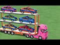 TRANSPORTING POLICE CARS TRIPLE TRAILER &amp; MERCEDES TRUCKS ! FS22