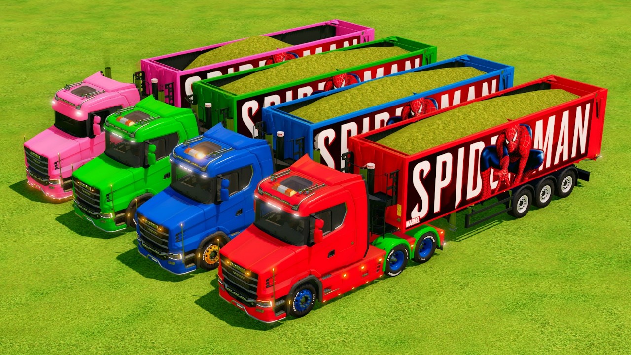 Transporting Colorful Rainbow Trailer Trucks - Farming Simulator 22 #22