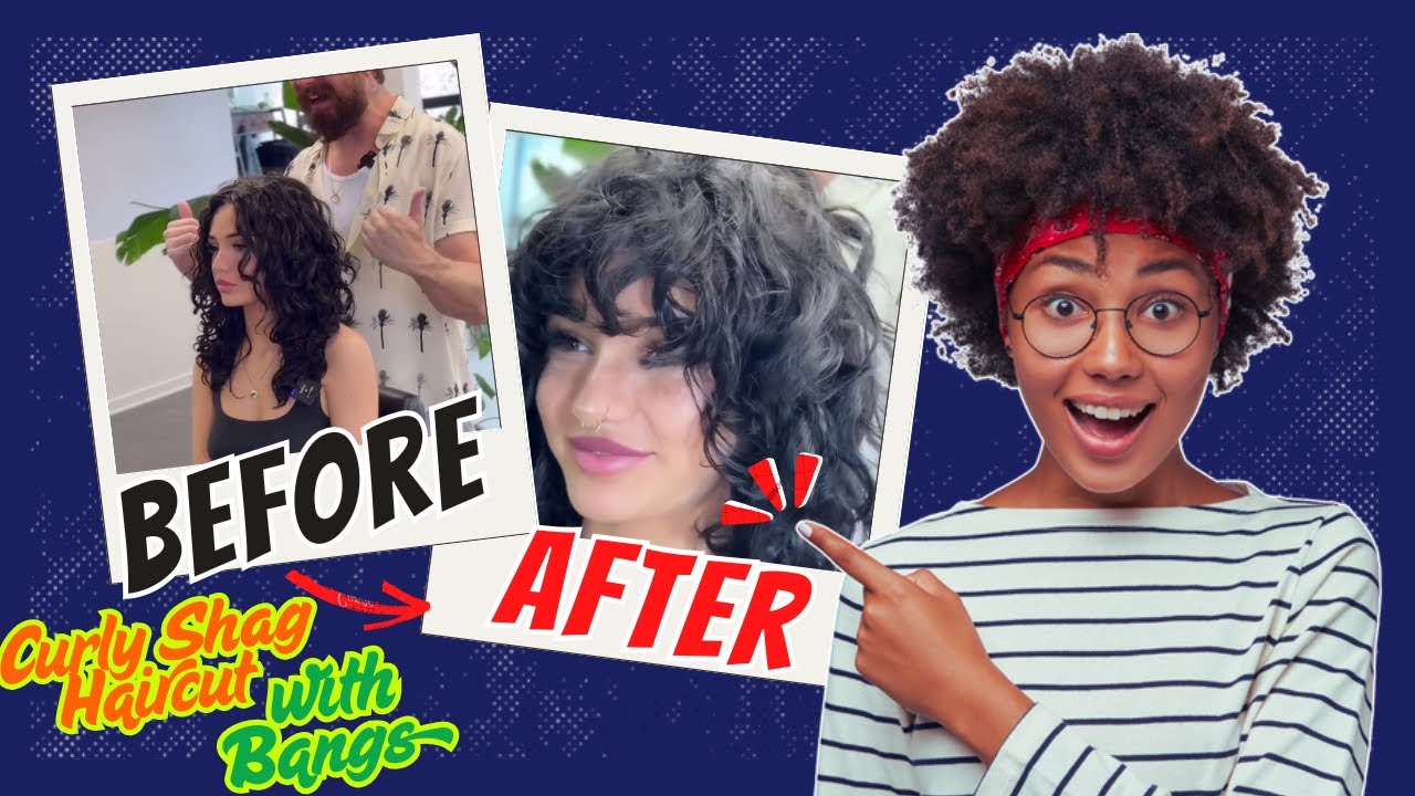 Curly Shag Haircut with Bangs | Modern Curly Hair Transformation