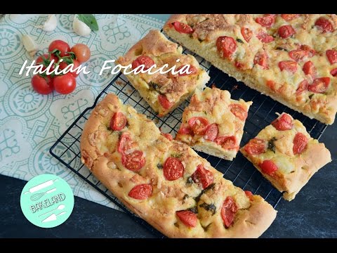 Focaccia - Iταλικό Ψωμί με Ντοματίνια , Παρμεζάνα & Βασιλικό | Bakeland