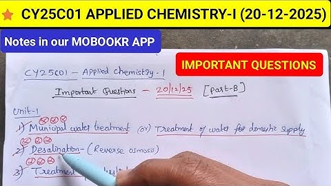 Cy25c01 Applied Chemistry - I | Important questions | easy Preparation tips |anna university latest