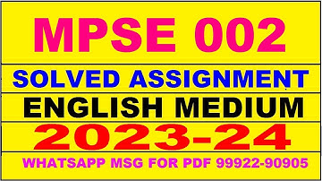 mpse 002 solved assignment 2023-24 | mpse 2 solved assignment in english 2024 | mpse 2 2024