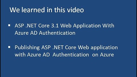 ASP.Net Core Web App with Azure Active Directory Authentication