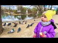 Коко Николь кормит уток и играет на детской площадке | видео для детей