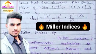  Miller Indices   Important Question  Solid State Bsc 3rd Year BSc 3rd Year Physics 2nd Paper