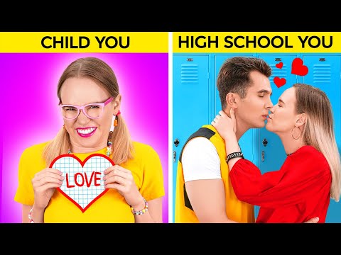 HIGH SCHOOL YOU VS CHILD YOU || Funny Relatable Moments! How Be Popular in College By 123 GO! TRENDS