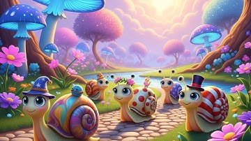 Snails move slowly crawling on the leaves