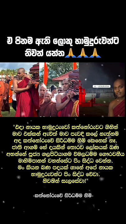ලොකු හාමුදුරුවන්ට ඒ පිනම ඇති 🙏