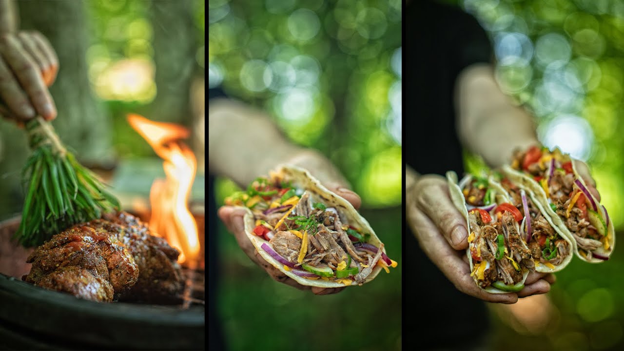 ⚠️ULTIMATE BUSHCRAFT TACOS 🌮 - FOREST COOKING ASMR 🌳