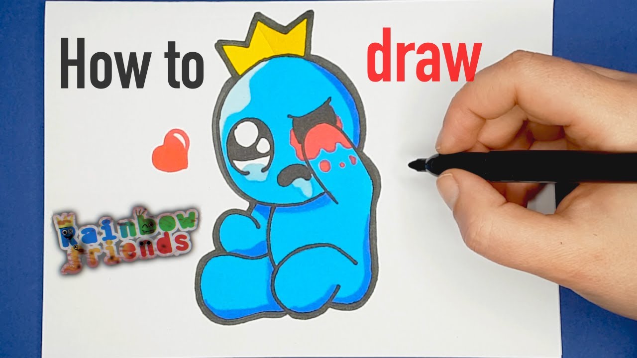 HOW TO DRAW ROBLOX RAINBOW FRIENDS BLUE EASY 