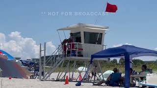 07-03-2023 Cocoa Beach, FL  - Crowded Beach, Red Flag For Rip Currents