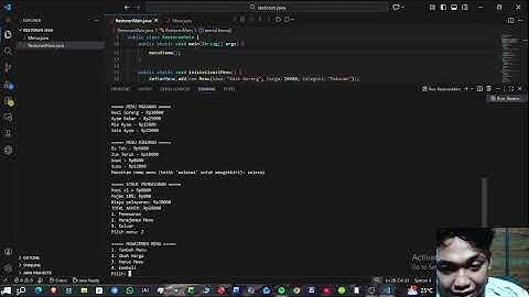 "Program Java Aplikasi Restoran | Menu, Pemesanan, Manajemen Menu, dan Cetak Struk | Tugas Praktik 2