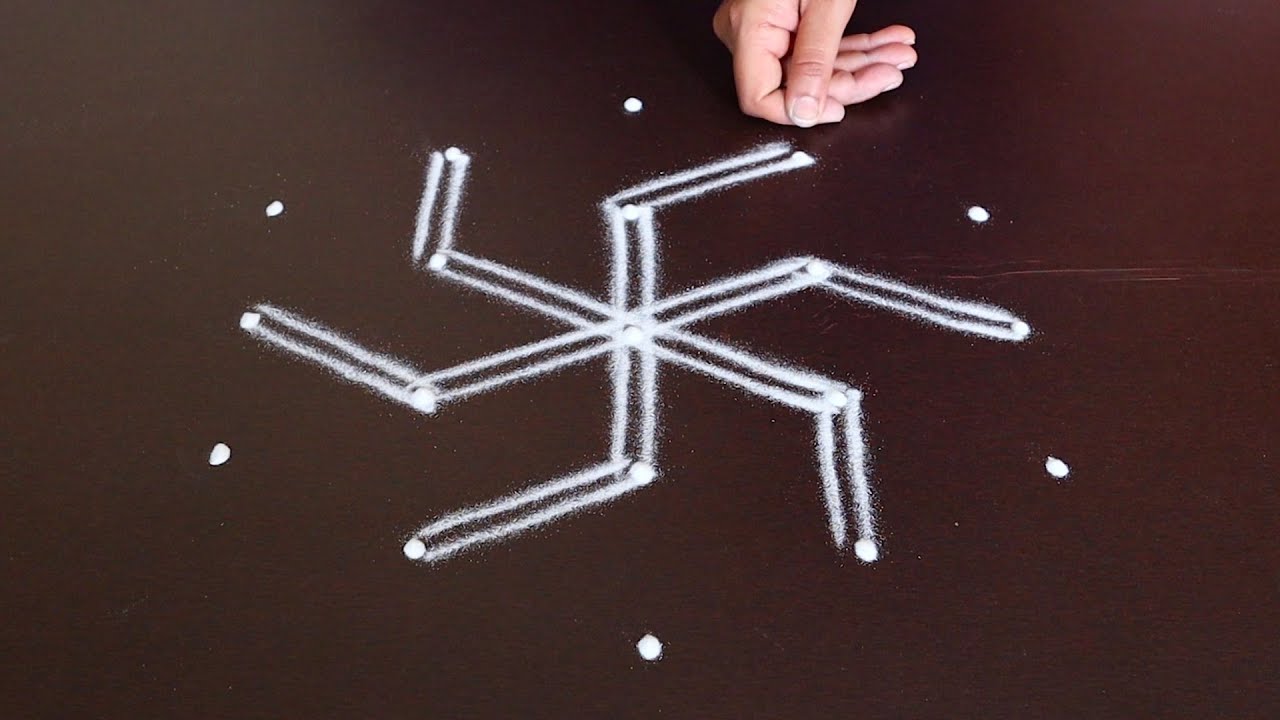 Simple Two Lines Rangoli Design | Simple Muggulu For Beginners | 2020 ...