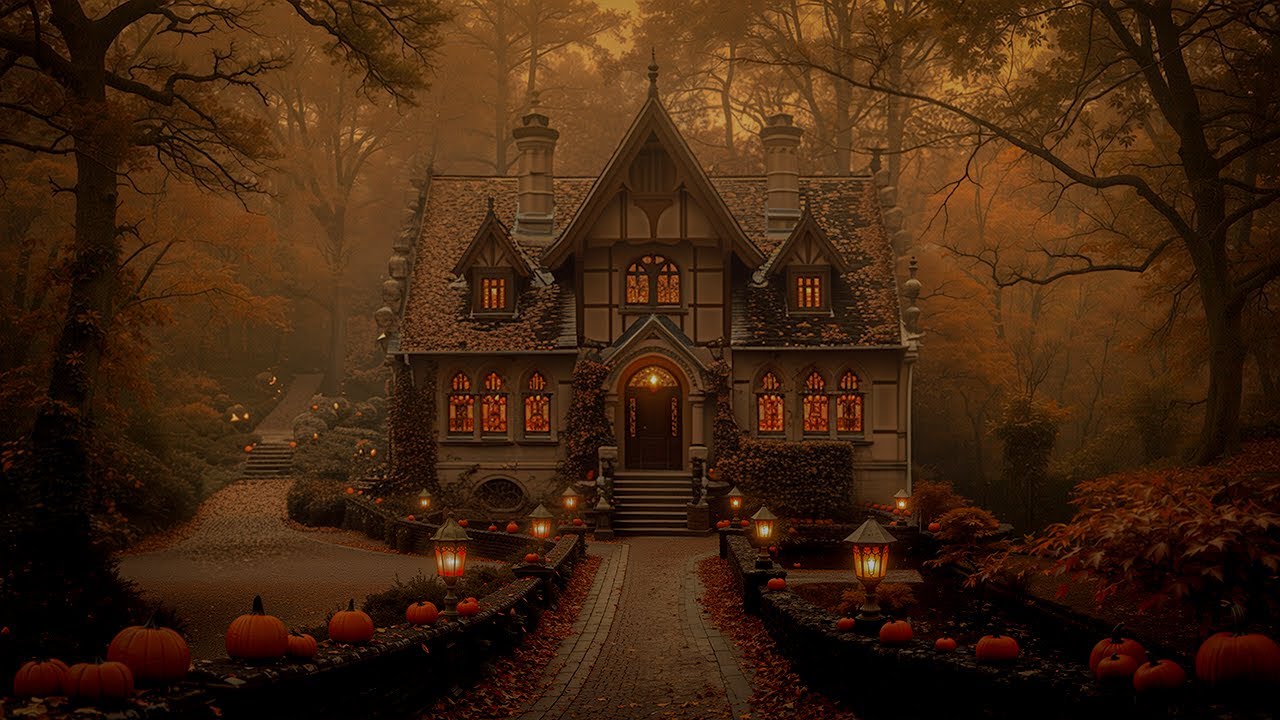 Pumpkin Path to the Gothic Cottage | Haunting Halloween Piano & Rain | Dark Academia Autumn Music