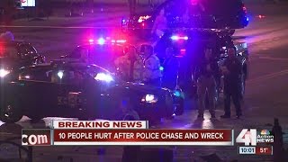 10 people injured following wreck that began with police chase of kidnapping suspects