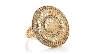 Technibond 2.17ct Pav CZ Round Greek Key Ring