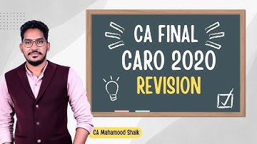 CARO 2020 Revision| CA FINAL Revision Series | CA Mahamood Shaik