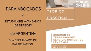 ► CURSO ON LINE REGIMEN DEL SERVICIO DOMESTICO  para abogados (Con certificado)