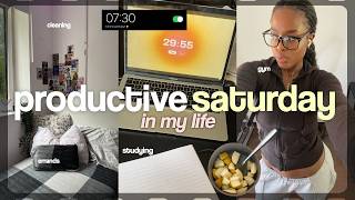 a productive saturday in my life as a student ☁️ | studying, cleaning, gym, errands, cooking | vlog