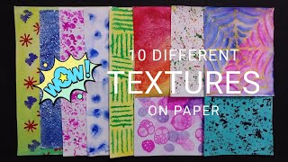 10 DIFFERENT TEXTURES ON PAPER /Art integrated project/ How to create textures / science project