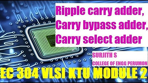 Ripple carry adder, Carry bypass adder or carry skip adder, carry select adder KTU VLSI EC 304 MOD 6