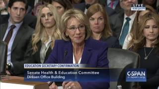 Senator Elizabeth Warren questions Betsy DeVos at Senate confirmation hearing Senator Elizabeth Warren questions Betsy DeVos at Senate confirmation hearing
