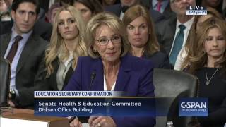 Senator Elizabeth Warren questions Betsy DeVos at Senate confirmation hearing